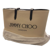Jimmy Choo Beige Printed Logo Canvas Tote