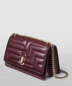 JIMMY CHOO Medium Quilted Leather Avenue Shoulder Bag - Burgundy