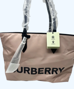 Burberry Medium Rose Beige Logo Branded Econyl Nylon Tote Shoulder Handbag Purse - Medium