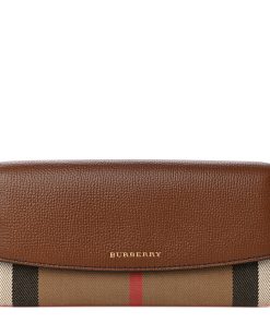 Burberry Henley Coca Check Derby Leather Convertible Chain Wallet