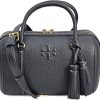 Tory Burch Thea Black Pebbled Leather Mini Satchel Crossbody Purse Bag
