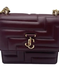 Jimmy Choo Varenne Quilted Leather Shoulder Bag Burgundy Medium