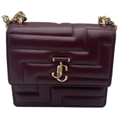 Jimmy Choo Varenne Quilted Leather Shoulder Bag Burgundy Medium